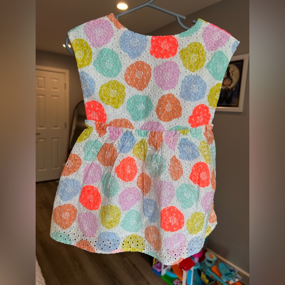 Cat & Jack Toddler Girls Colorful Polka Dot Eyelet Sleeveless Dress Size 18M